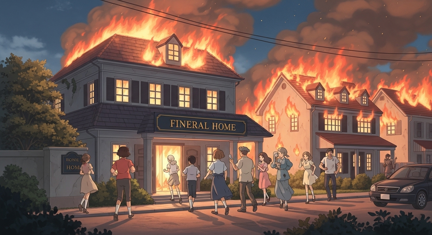 【実録】福島県石川町立ヶ岡にある葬儀会社で火事、2棟全焼　従業員は逃げてけがなし